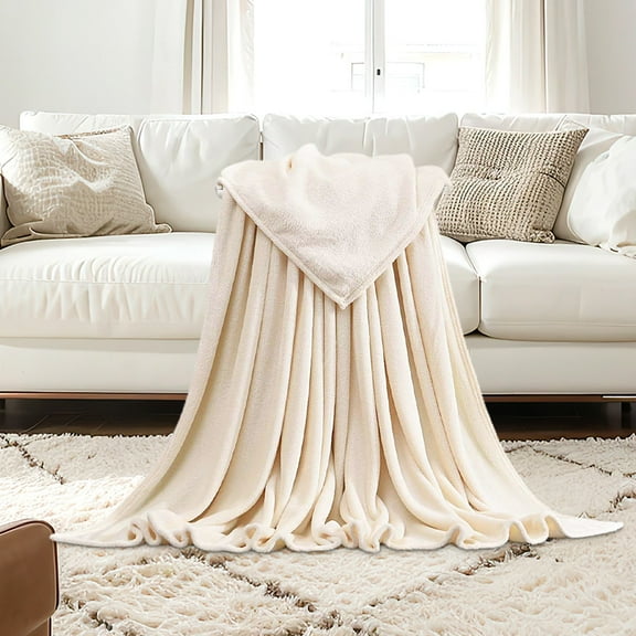Hmgxay Fleece Blanket Washed Throw Blankets for Couch & Bed, Luxury Plush Cozy Fuzzy Blanket, Super Soft Warm Lightweight Throw Blanket for Travel Camping(27x19 Inches,Beige)