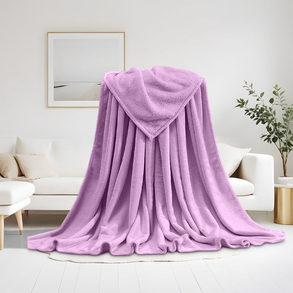 Hmgxay Fleece Blanket Washed Throw Blankets for Couch & Bed, Luxury Plush Cozy Fuzzy Blanket, Super Soft Warm Lightweight Throw Blanket for Travel Camping(27x19 Inches,Light Purple)