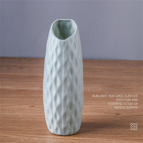 Hmgxay Geometric Vase, Modern Decorative Container for Floral Arrangements, Stylish Home Office Decor Vase, Multi-Colored Plastic Flower Holder(Green)