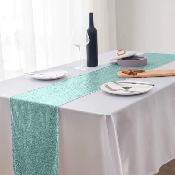 Hmgxay Glitter Table Flag, Decorative Sequined Table Banner for Weddings, Shiny Tablecloth Overlay for Party Decorations, Festive Table Cover for Special Events