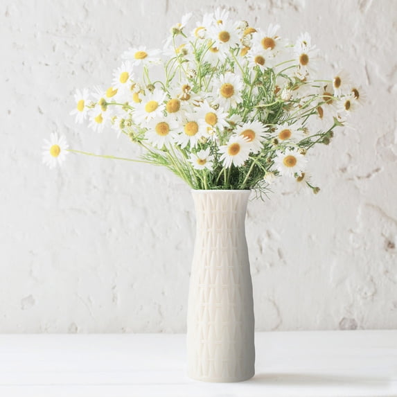 Hmgxay Green Plastic Vase, Decorative Plastic Container for Flowers, Modern Floral Holder for Home Decor, Stylish Green Vase for Weddings and Events(White)