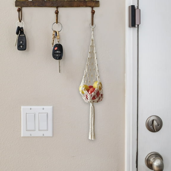 Hmgxay Hanging Basket, Tiered Vegetable Storage Net Bag, Wall-Mounted Produce Holder, Breathable Fabric Kitchen Organizer