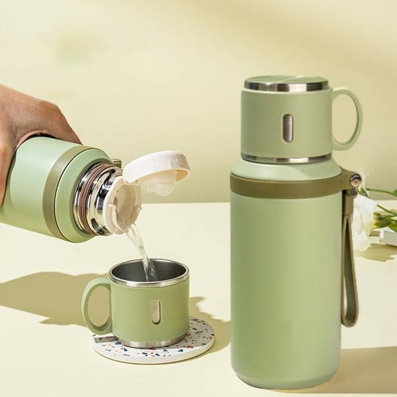 Hmgxay Large Capacity Stainless Steel Insulated Mug, Tea and Water Separation Thermos Cup, Durable Thermal Kettle, Portable Hot and Cold Beverage Container(Green)