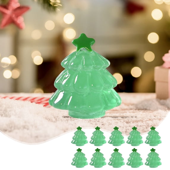 Hmgxay Luminous Statues, Decorative Miniature Christmas Models for Home Decor, Colorful Christmas Tree Resin Ornaments, Holiday Desktop Christmas Tree Decorations(Green)