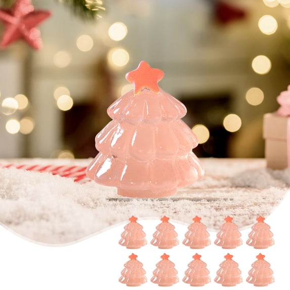 Hmgxay Luminous Statues, Decorative Miniature Christmas Models for Home Decor, Colorful Christmas Tree Resin Ornaments, Holiday Desktop Christmas Tree Decorations(Orange)