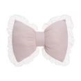 thumbnail image 1 of Hmgxay Luxe Lumbar Pillow, Comfortable Decorative Pillow with Lace Trim, Soft Knit Pillow with Bow Accent, Elegant Couch Pillow for Home Decor(Pink), 1 of 6