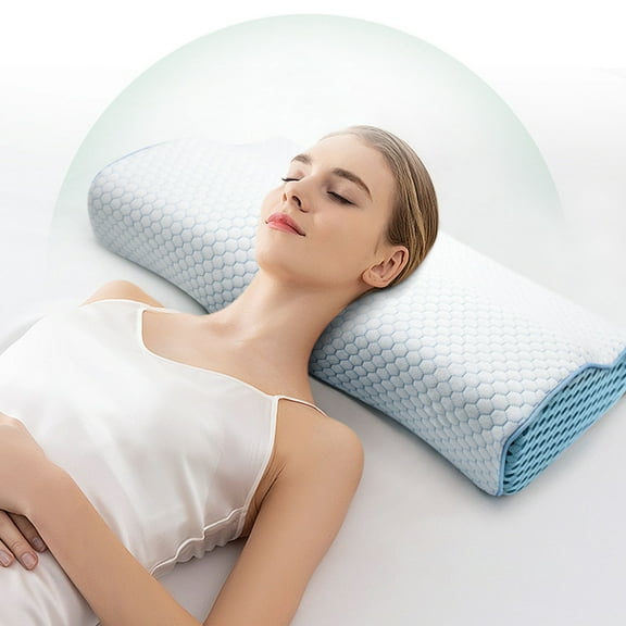 Hmgxay Memory Foam Pillow, Ergonomic Contour Neck Support Pillow, Orthopedic Cervical Spine Alignment Pillow, Comfortable Slow Rebound Sleep Aid for Adults and Students(19.7x11.8 Inches)