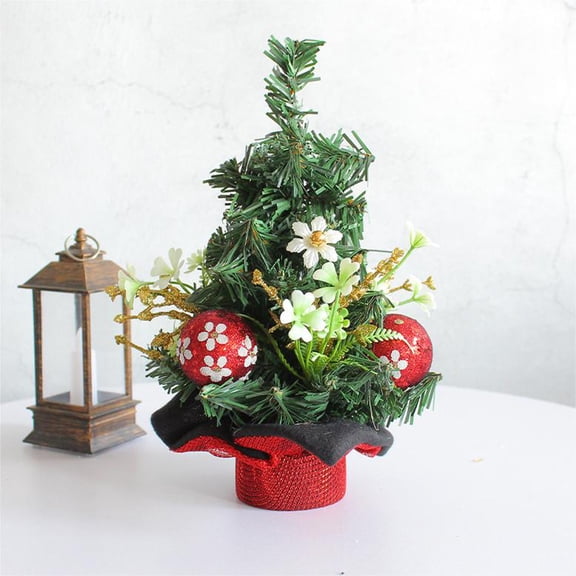 Hmgxay Mini Christmas Tree, Festive Pine Needle Tree with Red Berries, Decorative Holiday Tabletree, Small Desktop Christmas Decoration for Home and Parties