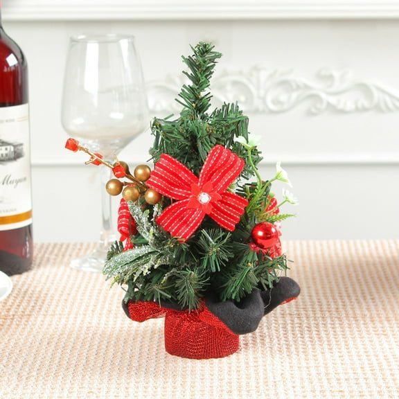 Hmgxay Mini Christmas Tree, Festive Pine Needle Tree with Red Berries, Decorative Holiday Tabletree, Small Desktop Christmas Decoration for Home and Parties