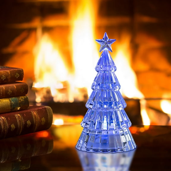 Hmgxay Mini Glowing Crystal Christmas Tree, Luminous Festive Desktop Ornament, Enchanting Holiday Decoration for Kids, Magical Christmas Gift Light(Blue)