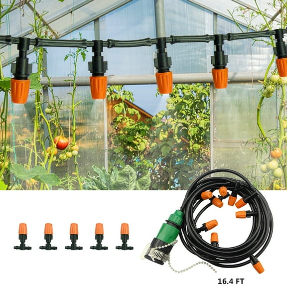 Hmgxay Mist Irrigation Kit, 1/4-Inch Drip Watering System with 32ft Tubing Hose, 10 Adjustable Misters for Efficient Plant Watering, Automatic Garden Irrigation Solution