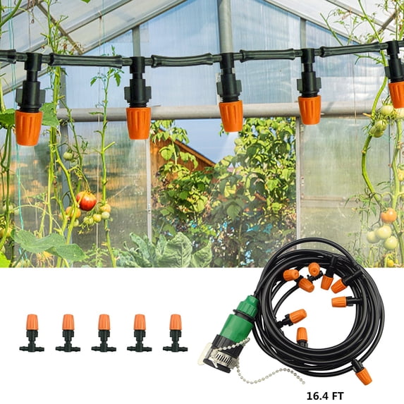 Hmgxay Mist Irrigation Kit, 1/4-Inch Drip Watering System with 32ft Tubing Hose, 10 Adjustable Misters for Efficient Plant Watering, Automatic Garden Irrigation Solution