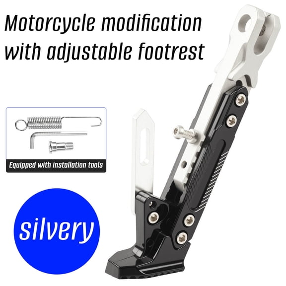 Hmgxay Motorcycle Kickstand, Adjustable Footrest Bracket for Motorbike, CNC Aluminum Alloy Stand for Various Motorcycles, Height-Adjustable Motorcycle Support