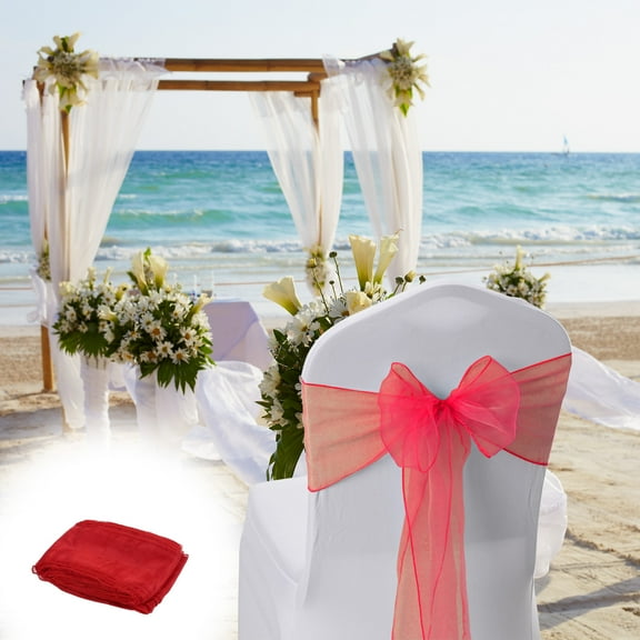 Hmgxay Organza Chair Sashes, Elegant chair ties for Weddings and Parties, Decorative Chair Ribbons for Banquets and Celebrations, Versatile Chair Decorations for Events and Gatherings(Red)