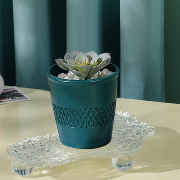 Hmgxay Plastic Flower Vase, Decorative Plastic Floral Holder, Imitation Glazed Flower Container, Stylish Plastic Bloom Display(Navy)