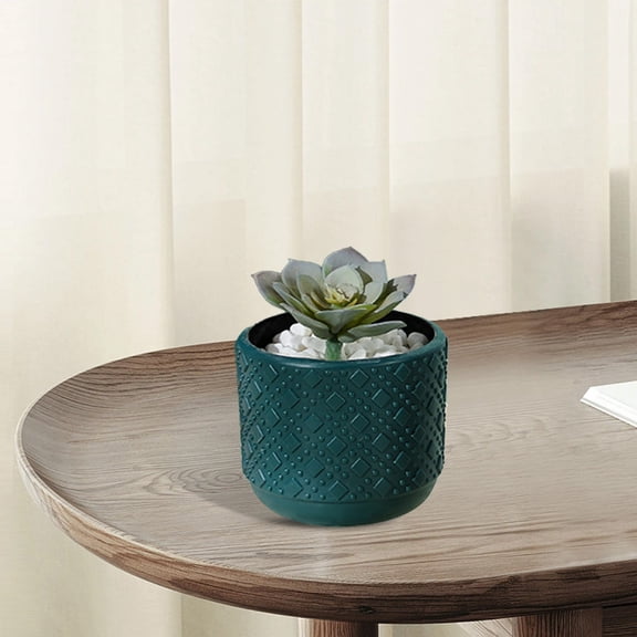 Hmgxay Plastic Flower Vase, Decorative Plastic Pot for Floral Arrangements, Imitation Glazed Flower Holder, Versatile Plastic Flower Container(Navy)