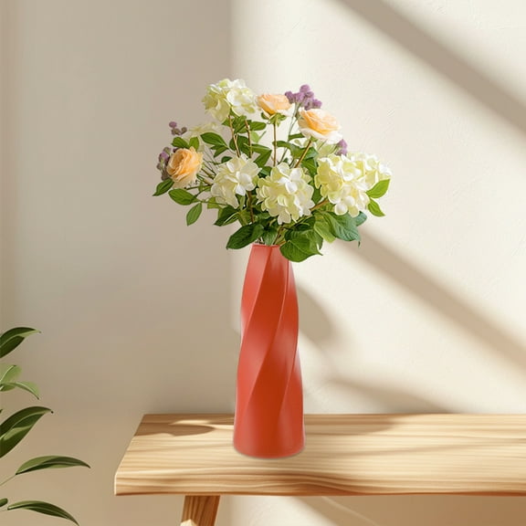 Hmgxay Plastic Imitation Glazed Vase, Decorative Flower Holder, Stylish Floral Container, Versatile Home Decor Pot(Orange)