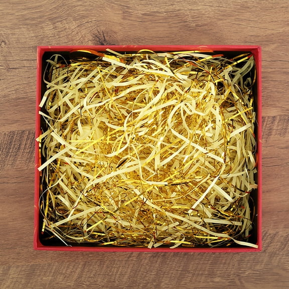 Hmgxay Raffia Shreds, Gold Threaded Paper Filler for Gift Boxes, Decorative Gift Box Filler for Weddings, Colourful Paper Shreds for Celebrations