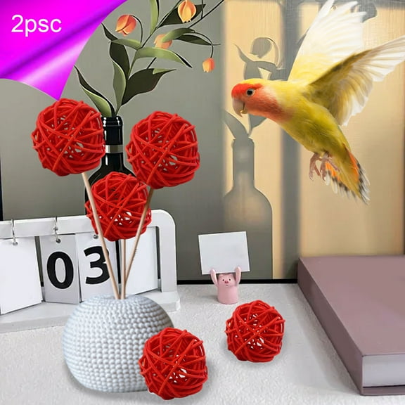 Hmgxay Rattan Woven Balls, Decorative Rattan Spheres for Home Decor, Wicker Balls for Centerpieces, Sepaktakraw Decorative Orbs for Events(Red)