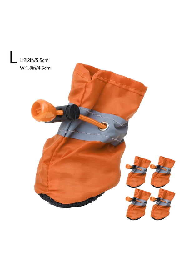 Reflective Pet Shoes, Non-Slip Dog Boots, Waterproof Dog Footwear, Comfortable Dog Shoe Covers for Small Dogs and Puppies, 4 Pack(4.3x4.3x0.8 Inches)(L)