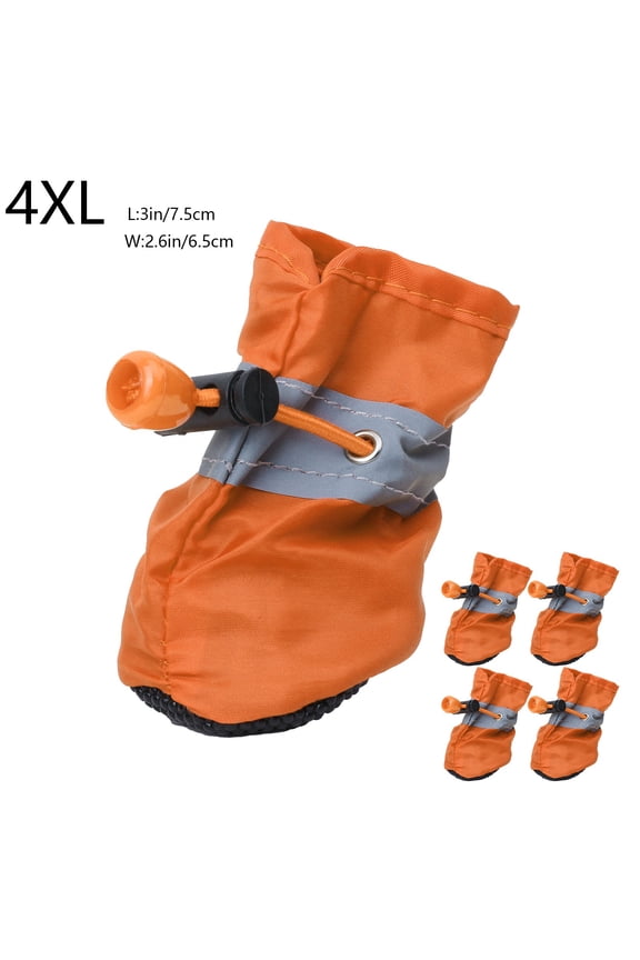 Reflective Pet Shoes, Non-Slip Dog Boots, Waterproof Dog Footwear, Comfortable Dog Shoe Covers for Small Dogs and Puppies, 4 Pack(4.3x4.3x0.8 Inches)(XXXXL)