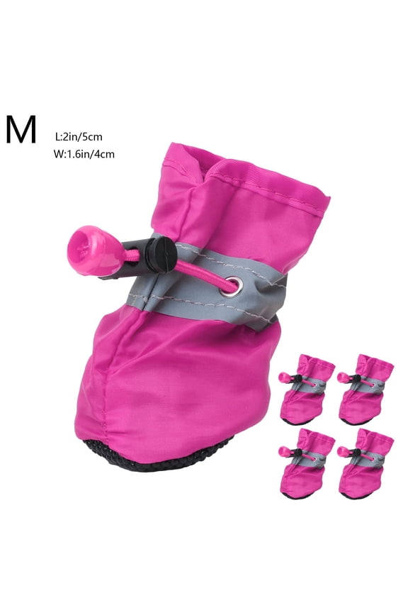 Reflective Pet Shoes, Non-Slip Dog Boots, Waterproof Puppy Footwear, Adjustable Dog Shoes for Small Dogs(4.3x0.8 Inches)(M)