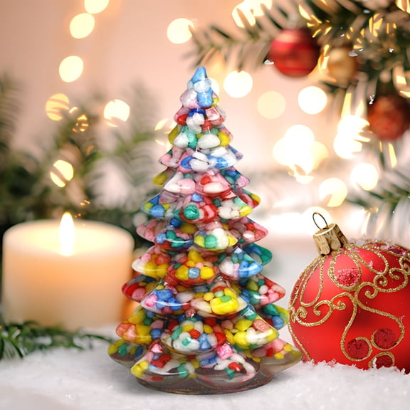Hmgxay Resin Christmas Tree, Decorative Holiday Tree Ornament, Festive Tabletop Christmas Decoration, Charming Miniature Christmas Tree for Home Décor