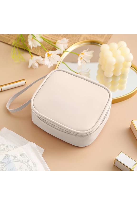 Sanitary Napkin Storage Bag, Waterproof Handheld Sanitary Pouch with Inner Pocket, Portable Change Compartment for Cosmetics and Toiletries, Multi-functional Travel Makeup Organizer