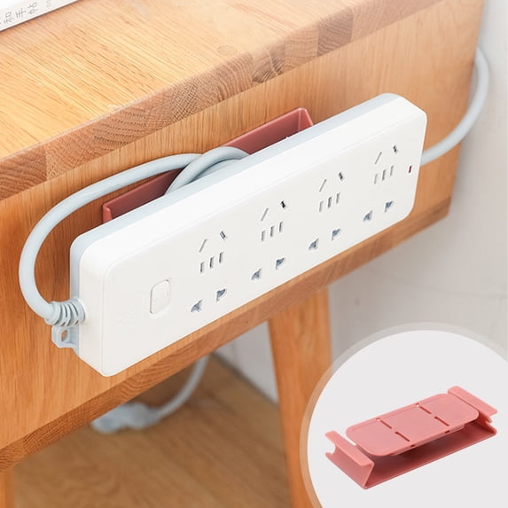 Hmgxay Self-Adhesive Socket Organizer, Cable Management Punch Protector, Desktop Power Strip Holder, Adhesive Plug Mount for Tidy Wiring(Red)
