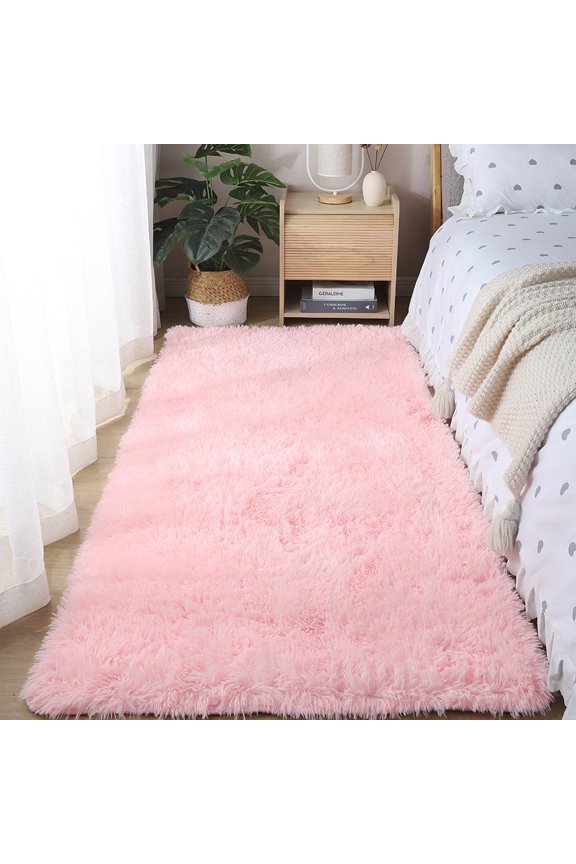 Soft Runner Rug for Bedroom Living Room Plush Fluffy Rug, Shag Furry Runner Rug Carpet Non-Shedding for Nursery Children Kids Girls Room Home Decorative(2.6x5.2 Feet,Pink)