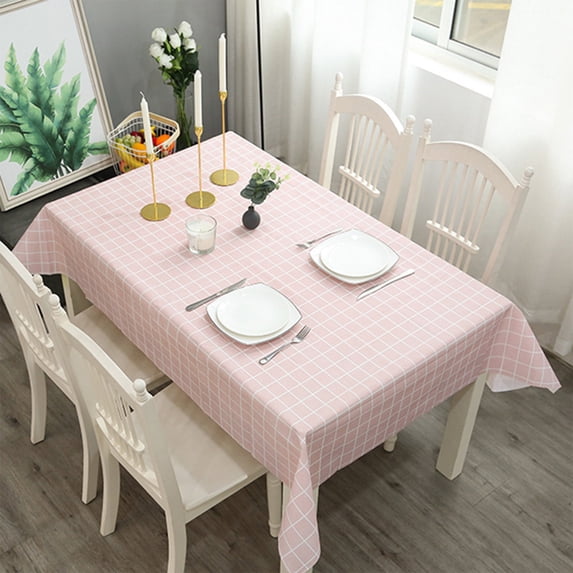 Hmgxay Square Tablecloth, Waterproof Plastic Cover with Versatile Protection, Wipeable Checkered Table Linen for Catering and Outdoor Use(54"x71",Pink)
