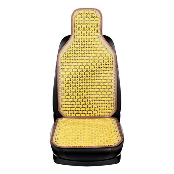 Hmgxay Summer Wooden Cool And Breathable Car Seat Backrest Cushion Set, Ventilated Automotive Seat Pads with Beads for Comfort