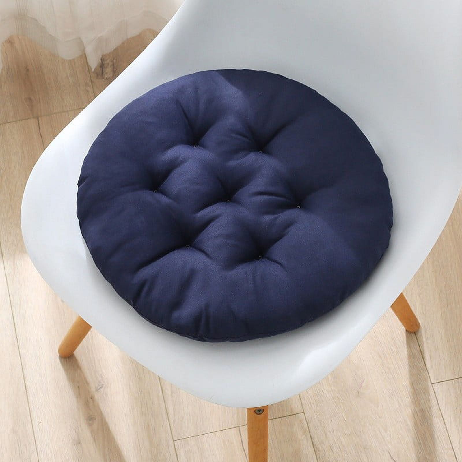 Hmgxay Thick & Breathable Round Chair Cushion, 16" Linen Seat Pad, Non-Slip Office/Dorm Pillow for Home/Student Desk & All-Season Comfort(Black)