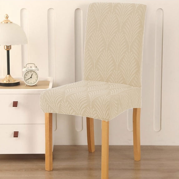 Hmgxay Thickened Leaf Chair Cover, Elastic Dining Chair Slipcover for Home Use, Full-Fit Seat Cover for Dining Chairs, Multi-Patterned Chair Protector for Holidays(Beige)