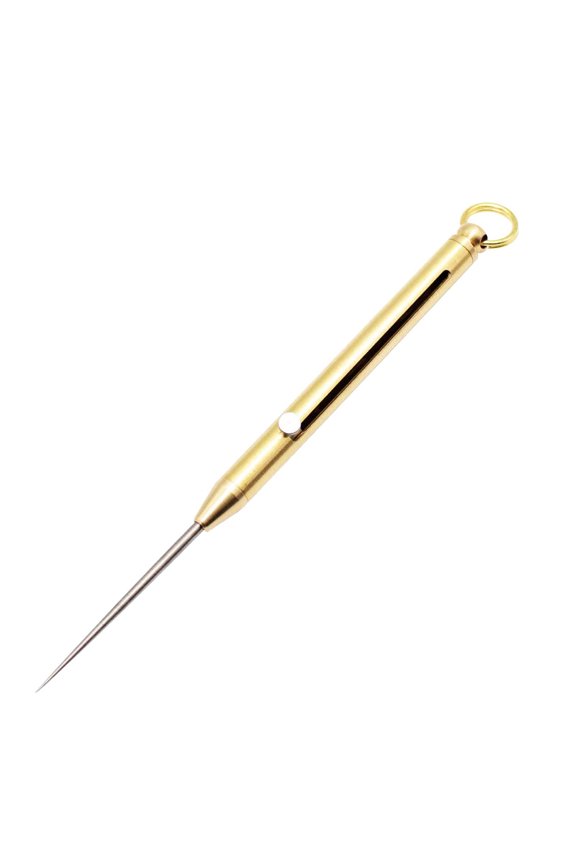 Titanium Toothpick, Portable Retractable Toothpick Tool with Keychain, Multi-functional Spring-loaded Toothpick for Camping, Hygienic Tooth Cleaning Artifact(Gold)