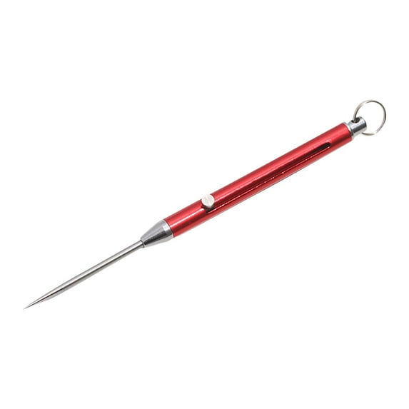Hmgxay Titanium Toothpick, Portable Retractable Toothpick Tool with Keychain, Multi-functional Spring-loaded Toothpick for Camping, Hygienic Tooth Cleaning Artifact(Red)