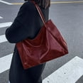 thumbnail image 1 of Hmgxay Tote Bag, Trendy Large Capacity Shoulder Bag, Soft Leather Handbag, Stylish Bucket Purse for Everyday Use(Red), 1 of 9