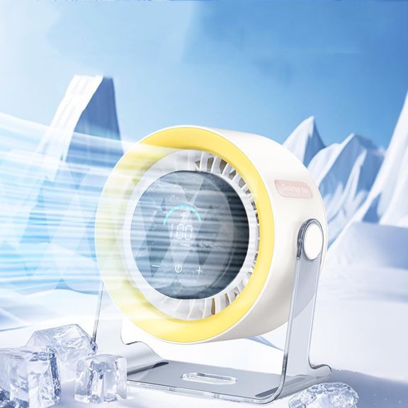 Hmgxay USB Desk Fan, 100-Speed Quiet Table Fan with Digital Display, Rechargeable Portable Cooling Fan with 120° Oscillation, Compact Desktop Air Circulator for Bedroom and Home