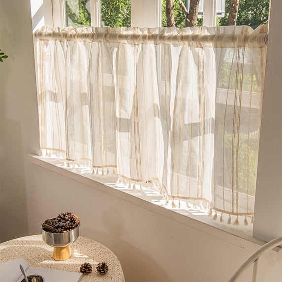 Hmgxay Valance Curtains, Light Blocking Kitchen Valance with Rod Pocket Design, Short Window Treatment for Bathroom or Basement, Stylish Valance Panel for Home Décor
