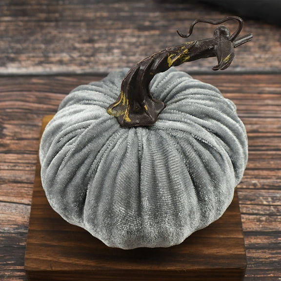 Hmgxay Velvet Pumpkin Decor, Soft Plush Decorative Pumpkins for Home, Exquisite Stuffed Velvet Autumn Decorations, Elegant Fall Themed Pumpkin Ornaments(Gray)