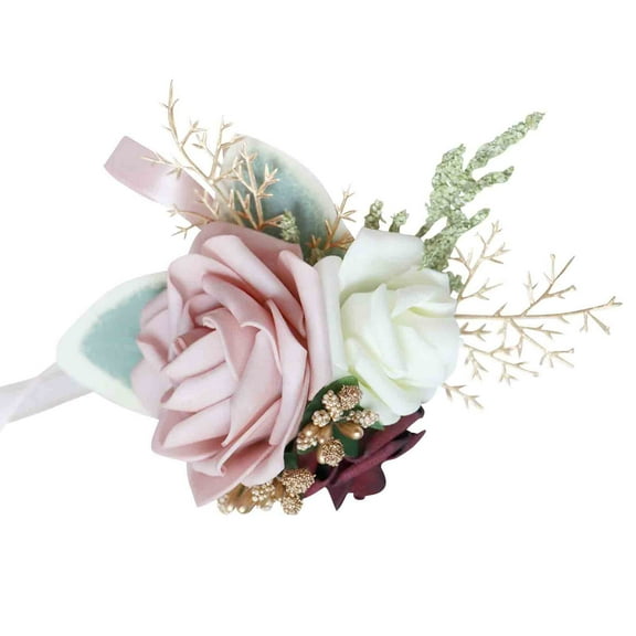 Hmgxay Wrist Flower Corsage, Elegant Wrist Blossom Accessory with Ribbons, Artificial Floral Wristlet for Weddings and Special Occasions