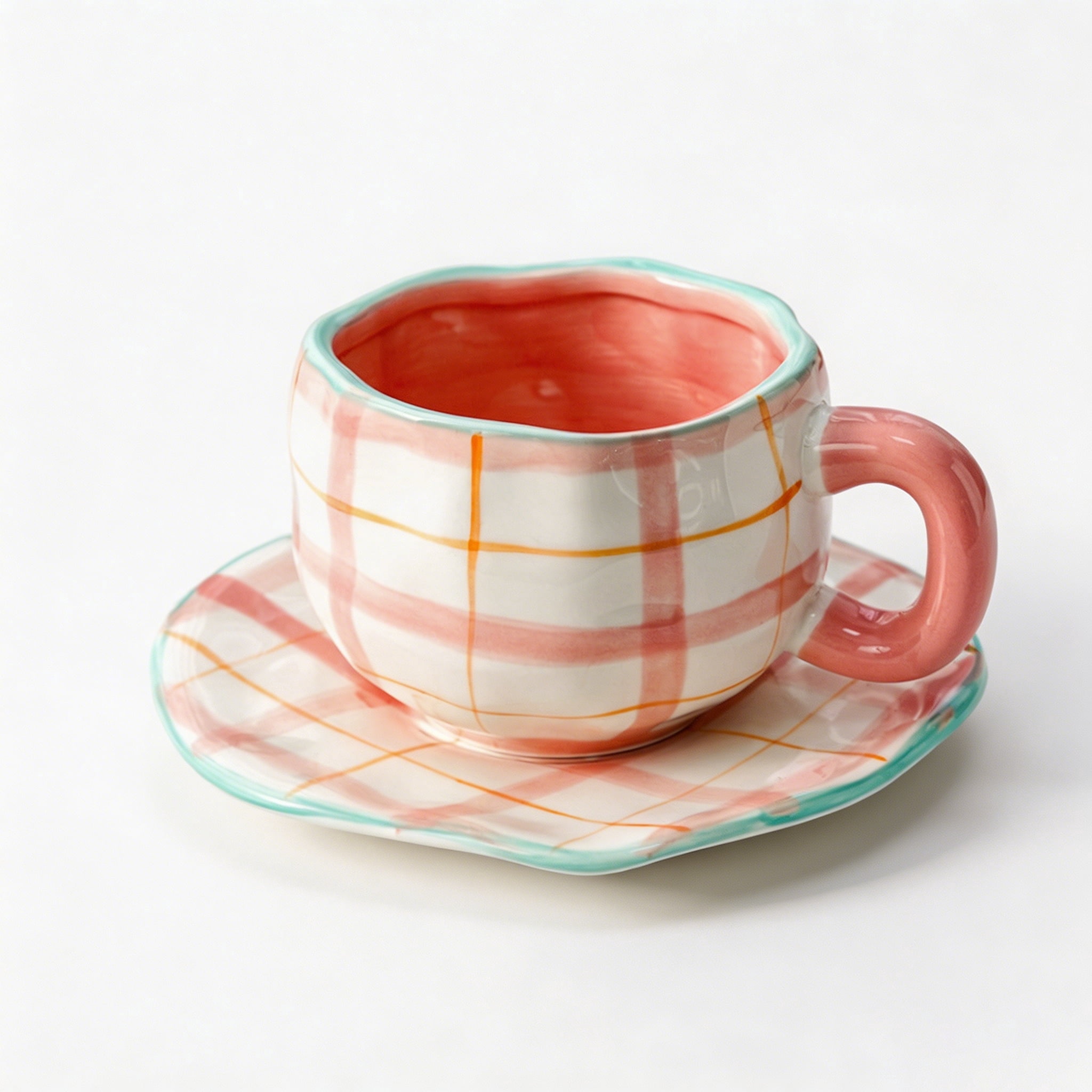 Hmhnsya Ceramic Coffee Mug with Saucer Set, Cute Cloud Coffee Mug and Cup for Office and Home, Blue Sky and White Clouds Cups, 11.83 oz/350 ml for Latte Tea Milk