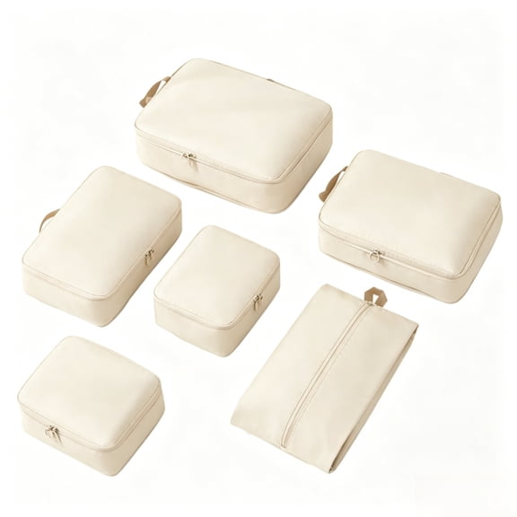 Hmhnsya Compression Packing Cubes Set, Expandable Packing Organizers 6pcs(Apricot) Travel Luggage Organizer Bags