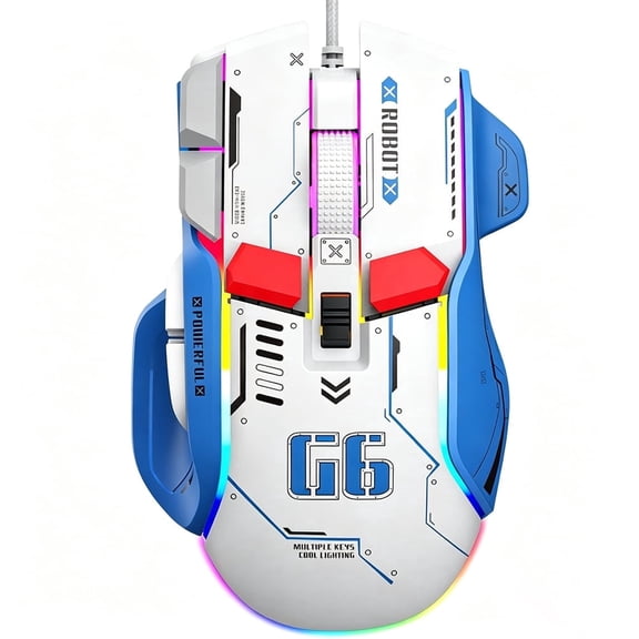 Hmhnsya G6 Wired RGB Ergonomic Gaming Mouse, 12 Programmable Buttons