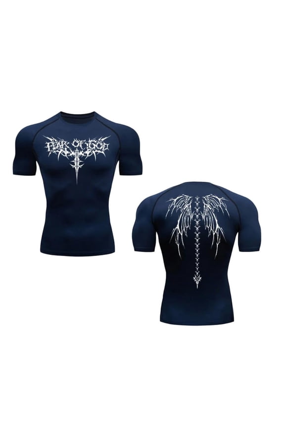 Men's Compression Shirt Anime Print Gym Sports Quick Dry Gym T-Shirts Fitness Sporty Undershirts Elasticity Tops T-Shirt Summer Male