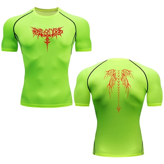 Hmhnsya Men's Compression T-Shirts, Original Graphic Design, Quick-Drying Fitness Apparel, Available in Short Sleeve Styles