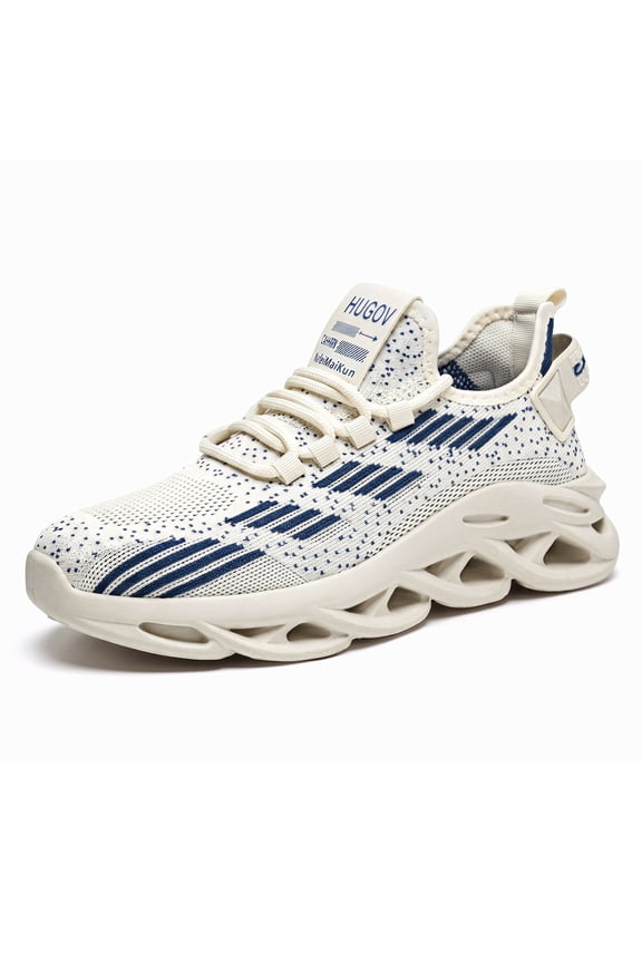Men’s Lightweight Running Sneakers, Hollow Out Blade Shock Absorbing Sole Breathable Casual Walking Athletic Trainers for Gym Workout Outdoor Sports