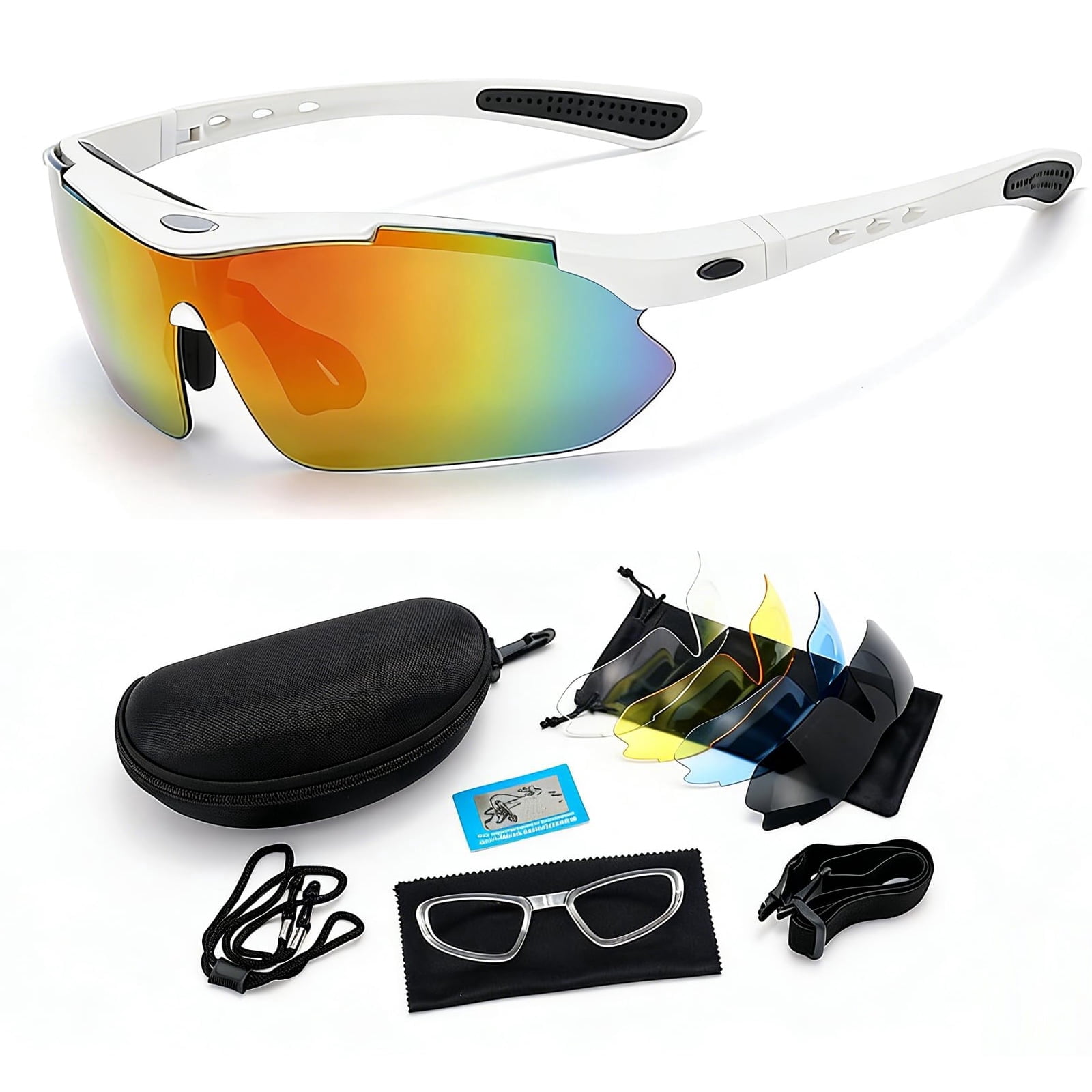 Hmhnsya Polarized Sports Sunglasses with 5 Interchangeable Lenses,Mens Womens Cycling Bike Glasses,Baseball Running Fishing