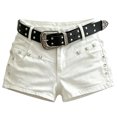 thumbnail image 1 of Hmhnsya Women Y2k Gothic Low Waist Rivet Denim Shorts With Belt, 1 of 5