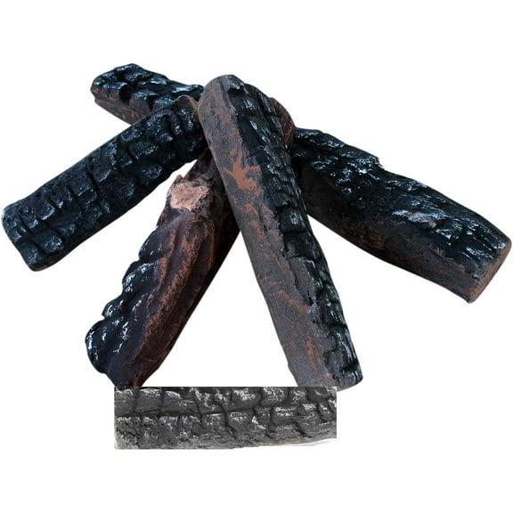 Hmleaf Small 5 Pcs Fireplace Ceramic Logs for Gas Ethanol Fireplaces,Stoves, Firepits